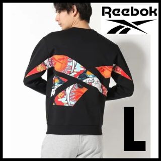 リーボック(Reebok)の【特大ベクターグラフィック】リーボック★スウェットカットソー★トレーナー★黒★L(スウェット)