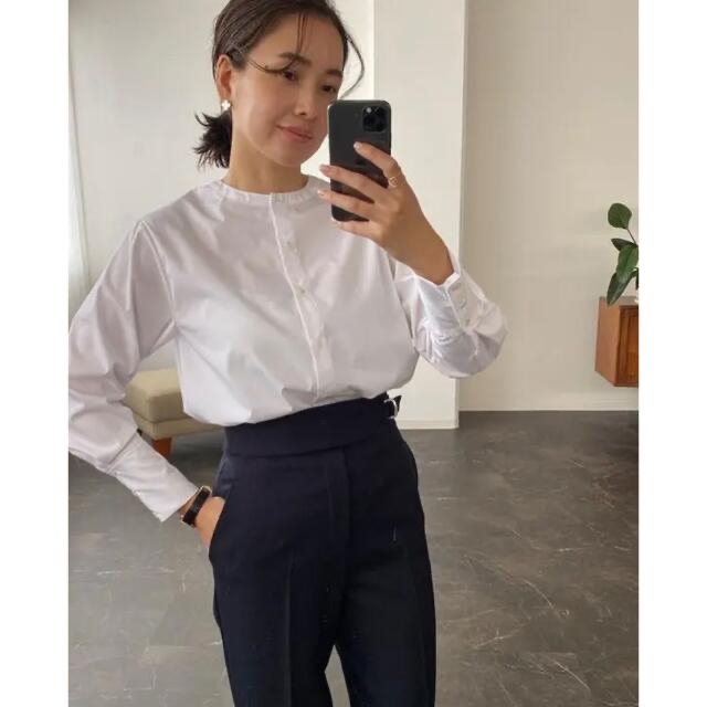 オンライン半額 OHGA ハイウエストパンツ S ネイビー パンツ