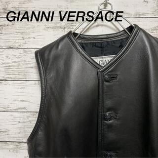Gianni Versace - GIANNI VERSACE レザーベスト イタリア製 入手困難 激レア 本革