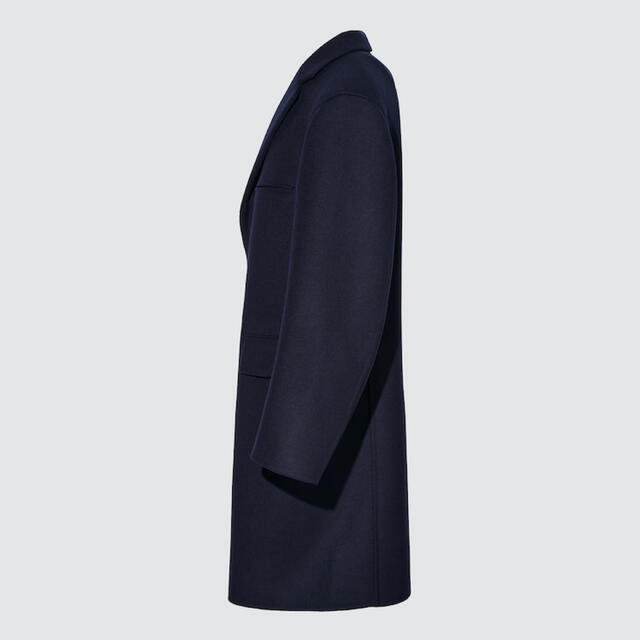UNIQLO(ユニクロ)のウールブレンドチェスターコート　ネイビー　M メンズのジャケット/アウター(チェスターコート)の商品写真