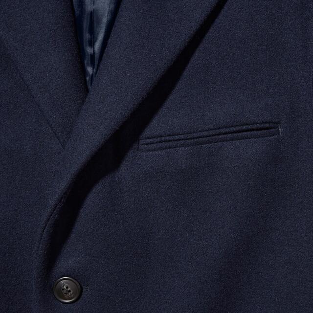 UNIQLO(ユニクロ)のウールブレンドチェスターコート　ネイビー　M メンズのジャケット/アウター(チェスターコート)の商品写真