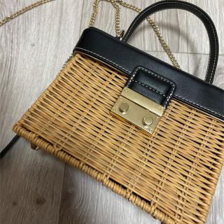 ザラ(ZARA)のZARA ミニバスケットショルダーバッグ(かごバッグ/ストローバッグ)