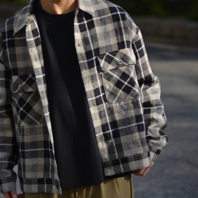 COOTIE - cootie Linen Check Work L/S Shirtの通販 by 13｜クーティー