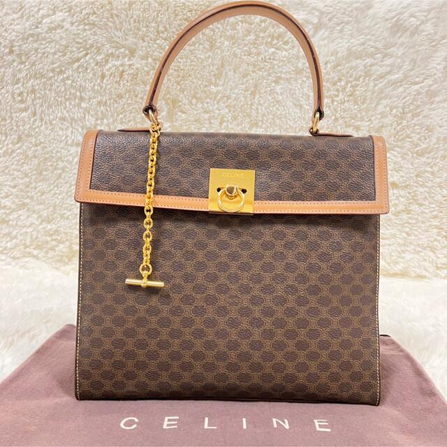 celine(セリーヌ)の未使用に近い♥セリーヌ ハンドバッグ チェーンロック マカダム柄 PVC レザー レディースのバッグ(ハンドバッグ)の商品写真