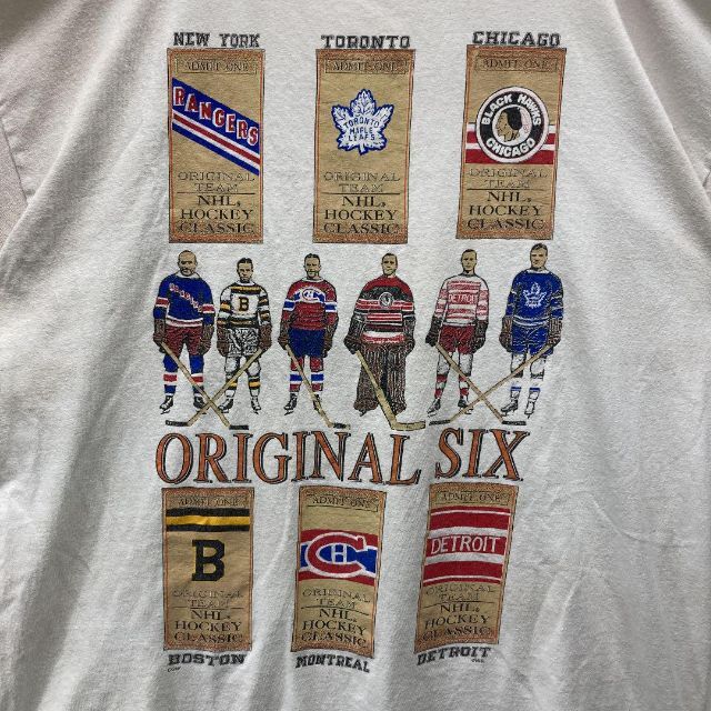 90s NHL ORIGINAL SIX ホッケー Tシャツ アイボリー 1