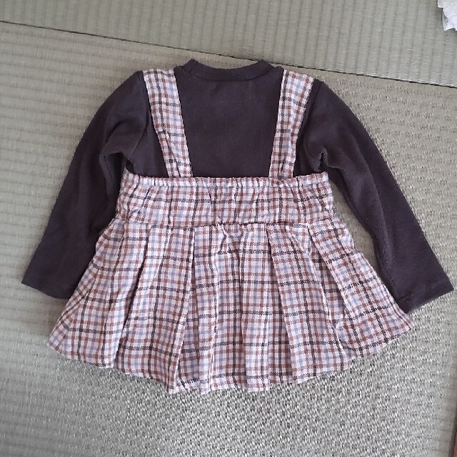 petit main(プティマイン)の【プティマイン】チェックチュニック付きロンＴ キッズ/ベビー/マタニティのキッズ服女の子用(90cm~)(Tシャツ/カットソー)の商品写真