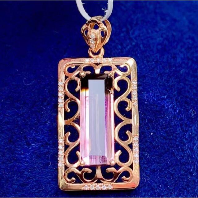 人気新品 天然トルマリン ダイヤ ペンダントトップ3.8ct k18