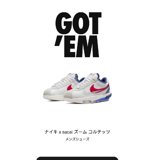 sacai × Nike Zoom Cortez "White and Univ靴/シューズ