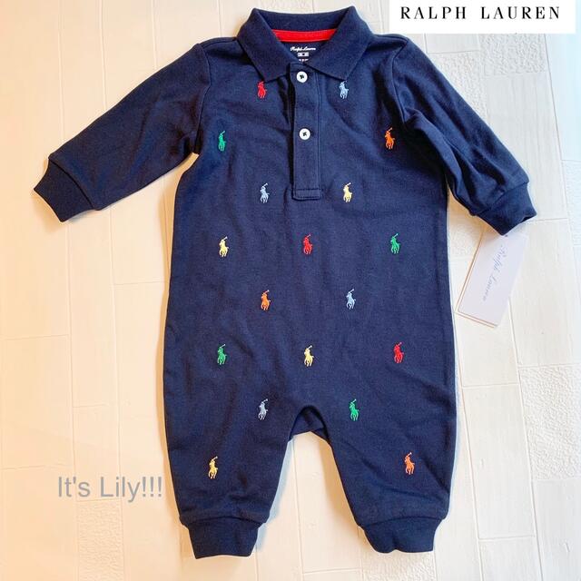 Ralph Lauren(ラルフローレン)の9m75cm ラルフローレン  ロンパース　紺　マルチポニー キッズ/ベビー/マタニティのベビー服(~85cm)(ロンパース)の商品写真