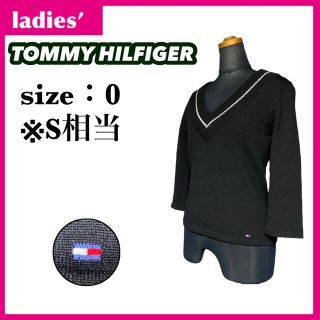 トミーヒルフィガー(TOMMY HILFIGER)のトミーヒルフィガー 7分袖 チルデンニット レディース サイズ0 S相当(ニット/セーター)