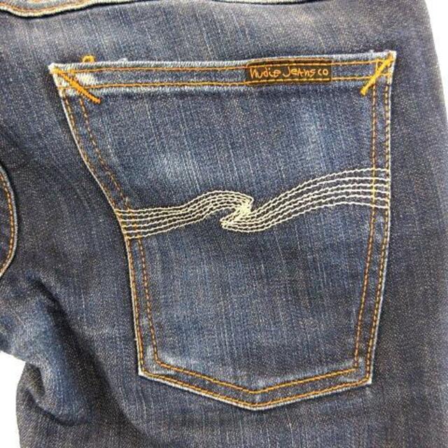 Nudie Jeans(ヌーディジーンズ)のデニム ジーンズ スキニー ストレッチ レザーパッチ インディゴ W27 L32 メンズのパンツ(デニム/ジーンズ)の商品写真