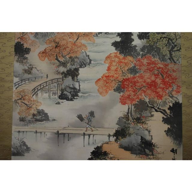 真作】桂湖城/秋景永源寺之図/掛軸☆宝船☆R‐487 J 【格安saleスタート