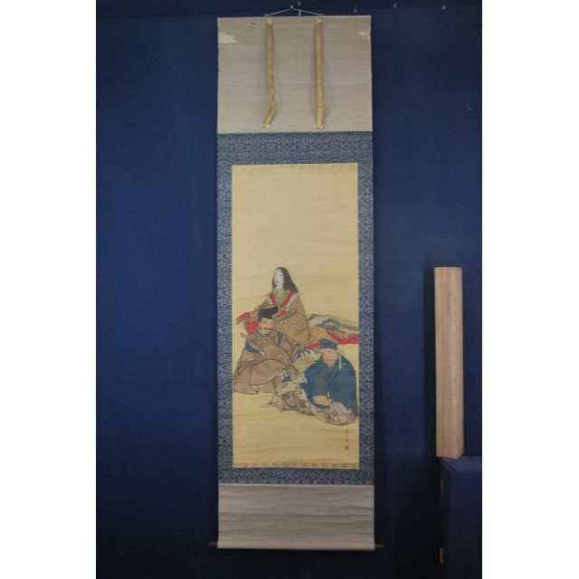 作者不詳/狂言図/能楽図/福の神図/掛軸☆宝船☆Z-868