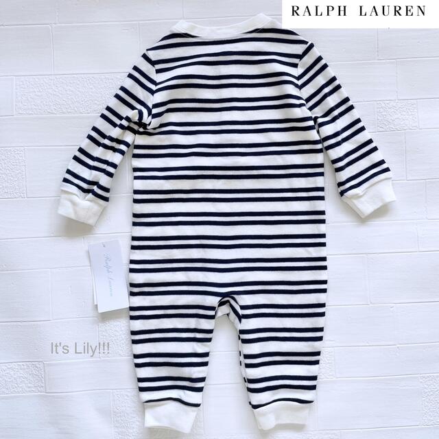 Ralph Lauren(ラルフローレン)の9m75cm ラルフローレン  ロンパース　長袖　ボーダー　白✖️紺 キッズ/ベビー/マタニティのベビー服(~85cm)(ロンパース)の商品写真