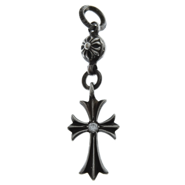 CHROME HEARTS クロムハーツ 1B TNY CH CRS 1DIA ワン ボール タイニー CH クロス 1Pダイヤ チャーム ネックレストップ シルバー