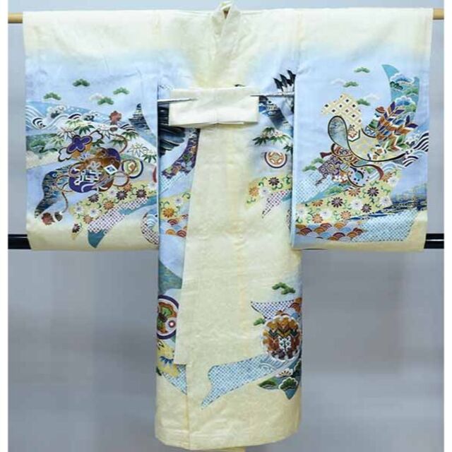 お宮参り 産着 のしめ 男児 男の子 正絹 金刺繍 クリーム 鷹 NO37878 お宮参り 産着 のしめ 男児 男の子 正絹 金刺繍 クリーム 鷹 NO37878