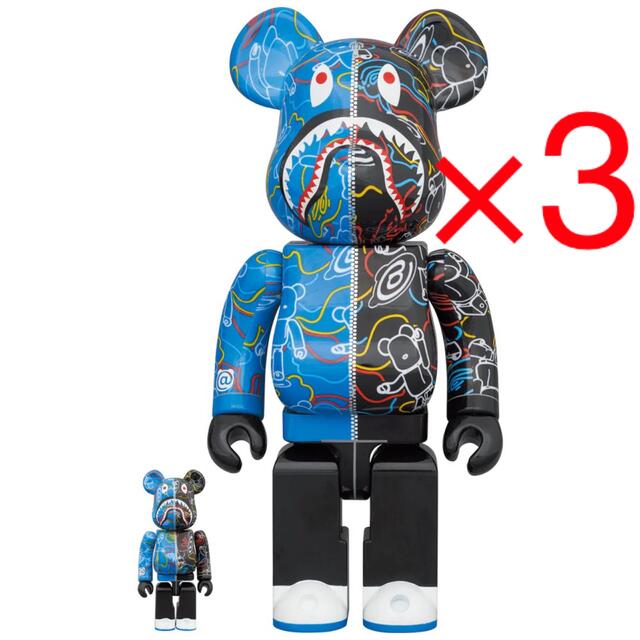 BAPE BE@RBRICK LINE CAMO SHARK 400% 100%