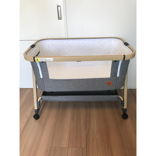 HZDMJ ベビーベッド グレー 美品 折りたたみ可能-