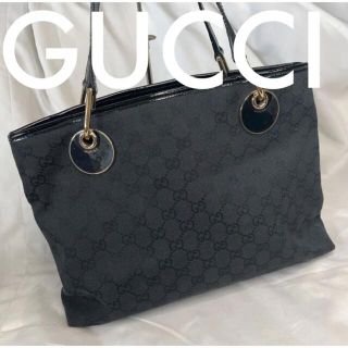 グッチ(Gucci)の未使用品！GUCCI グッチ　GGキャンパスレザー　トートバッグ　黒　ブラック(トートバッグ)