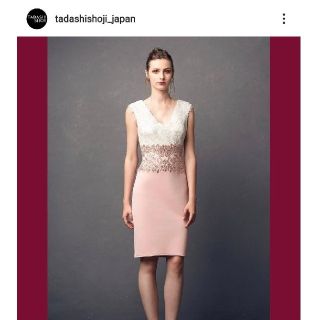 TADASHI SHOJI タダシショージ ピンクウエストレースタイトワンピース