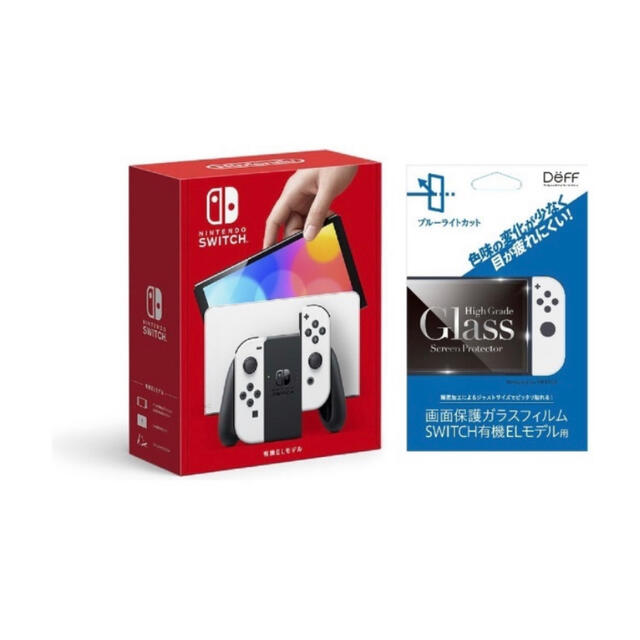 家庭用ゲーム機本体【新品】Nintendo Switch有機ELホワイト &ガラスフィルム
