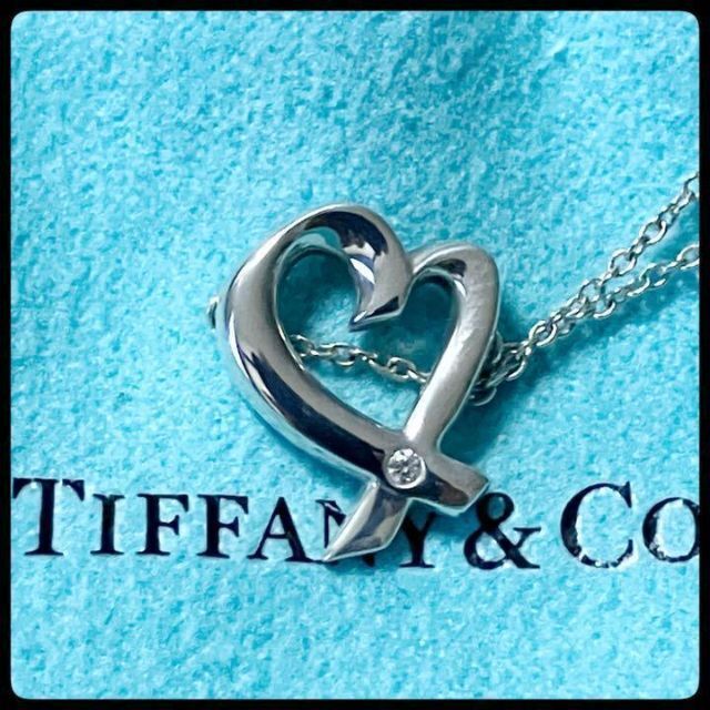 Tiffany ネックレス　ペンダント　ラビングハート　ダイヤ　シルバー