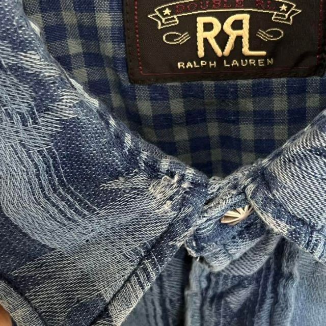 RRL ネイティブパターン 総柄 インディゴ ネルシャツ コンチョボタン 6