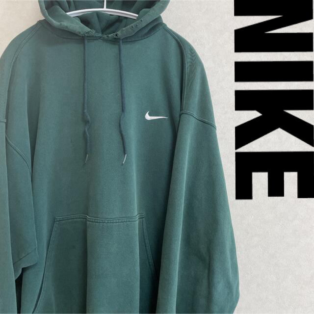 NIKE ナイキ スウッシュ パーカー 白タグ 90s〜 人気カラー 希少63cm身幅