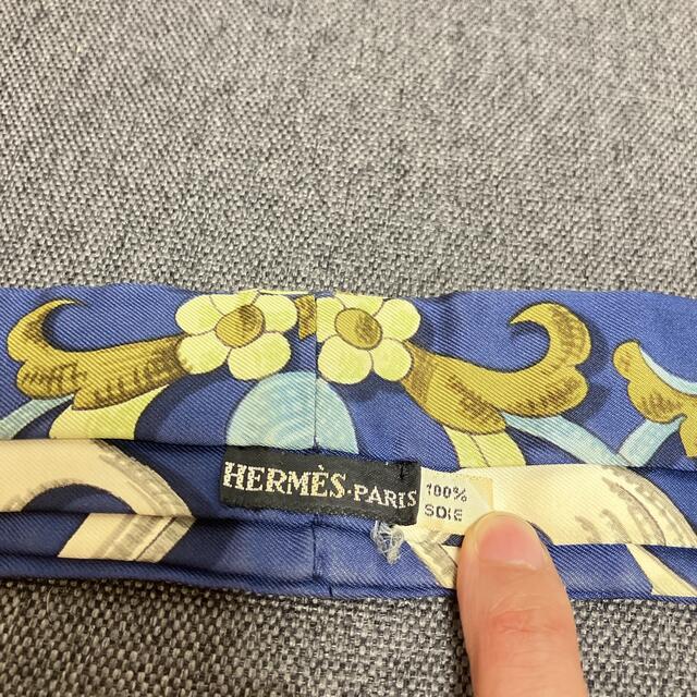 Hermes(エルメス)の最終値下！エルメス　マルジェラ期　ヴィンテージ　アスコットタイ　ブルー　鑑定済み レディースのファッション小物(バンダナ/スカーフ)の商品写真