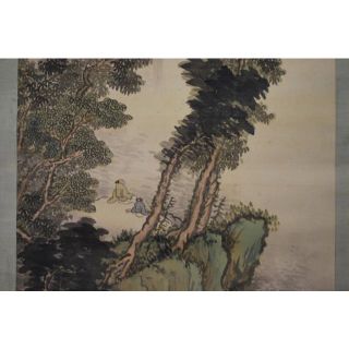 真作】河邨虹外/観瀑画賛/掛軸☆宝船☆R‐589 J www.krzysztofbialy.com
