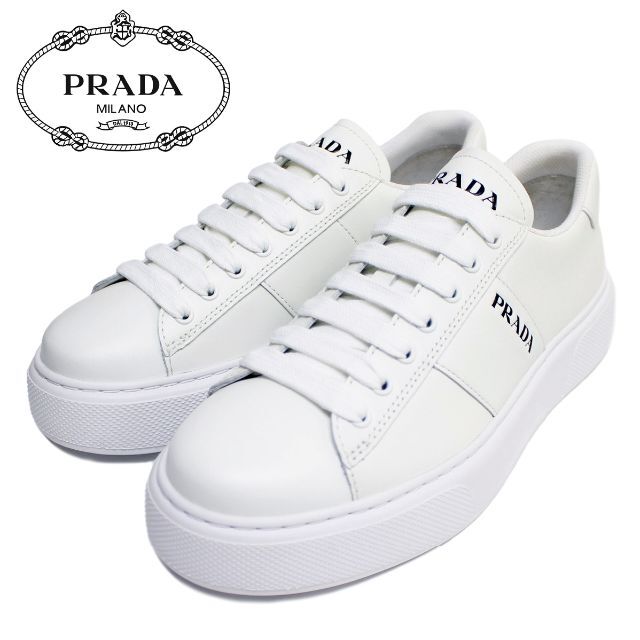PRADA - 1 PRADA ホワイト 2EG357 レザー スニーカー size 8
