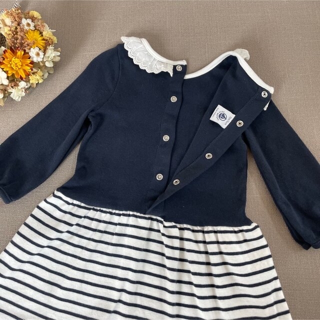 PETIT BATEAU(プチバトー)の【専用】プチバトー ୨୧マリニエール 切り替え 長袖ワンピース 12m 74cm キッズ/ベビー/マタニティのベビー服(~85cm)(ワンピース)の商品写真