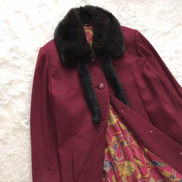 Cecilene セシレーヌ カシミヤ100% ロングコート ボルドー LL