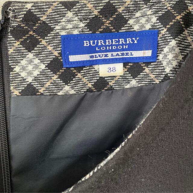 BURBERRY BLUE LABEL(バーバリーブルーレーベル)のバーバリーブルーレーベル　切り替え　ドッキング　ワンピース　38 プリーツ　黒 レディースのワンピース(ミニワンピース)の商品写真