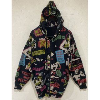 ☆新品☆【M】ヒスROCK♪『ギターガール❕総柄』パーカー