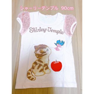 シャーリーテンプル(Shirley Temple)のシャーリーテンプル  Tシャツ　90cm シースルー袖　ねこ　リボン(Tシャツ/カットソー)