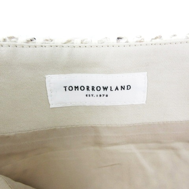 TOMORROWLAND(トゥモローランド)のトゥモローランド スカート ひざ丈 台形 ツイード シルク混 32 アイボリー レディースのスカート(ひざ丈スカート)の商品写真