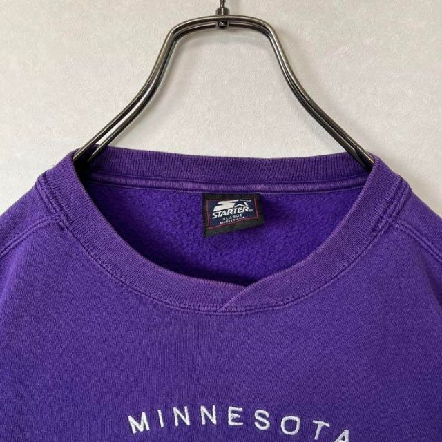 在庫あ特価 90s USA製 バイキングス スターター XL 刺繍 スウェット 紫