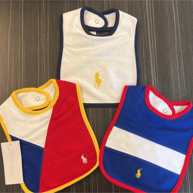 POLO RALPH LAUREN(ポロラルフローレン)の【新品】ラルフローレン　スタイ　男の子　3枚セット キッズ/ベビー/マタニティのこども用ファッション小物(ベビースタイ/よだれかけ)の商品写真