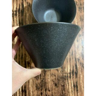 黒銀台形茶碗2枚セット 和食器 美濃焼 オシャレ カフェ風 陶磁器(食器)