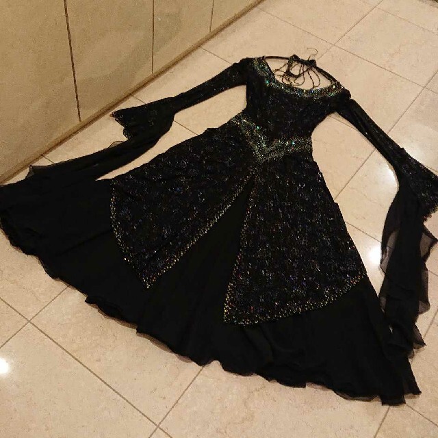 社交ダンス ドレス 黒×キラキラ イギリス製