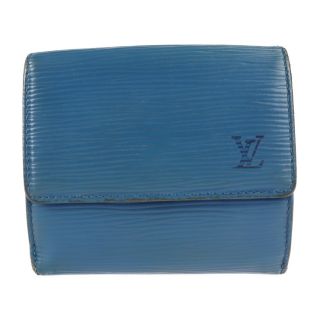 ルイヴィトン(LOUIS VUITTON)のLOUIS VUITTON ルイ ヴィトン  ポルトモネ ビエ カルト クレディ 三つ折り財布 M63485 エピレザー   トレドブルー   Wホック ビトン 【本物保証】(折り財布)