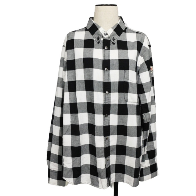 MONCLER(モンクレール)のモンクレール フランネル コットン チェックシャツ L ホワイト ブラック CAMICIA 長袖シャツ F20912F70260 メンズのトップス(シャツ)の商品写真