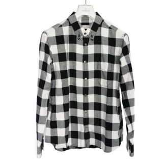 モンクレール(MONCLER)のモンクレール フランネル コットン チェックシャツ L ホワイト ブラック CAMICIA 長袖シャツ F20912F70260(シャツ)