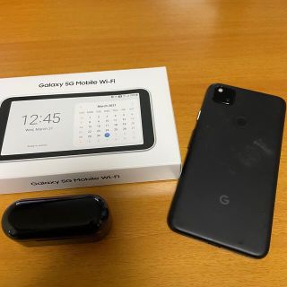 グーグルピクセル(Google Pixel)のGalaxy 5GMobile Wi-Fi &pixel4a&ワイヤレスイヤホン(PC周辺機器)