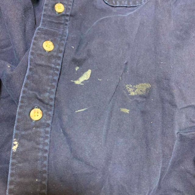 《希少》カーハート carhartt☆BD長袖シャツ L ワンポイント 紺色