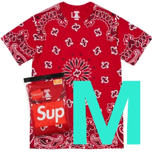 Supreme(シュプリーム)のSupreme Hanes Bandana Tagless Tee M2枚 メンズのトップス(Tシャツ/カットソー(半袖/袖なし))の商品写真