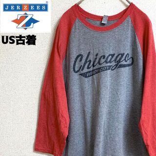 ジャージーズ(JERZEES)のUS古着 ジャージーズ 7分丈Tシャツ ラグラン シカゴ L 古着 ヴィンテージ(Tシャツ/カットソー(七分/長袖))