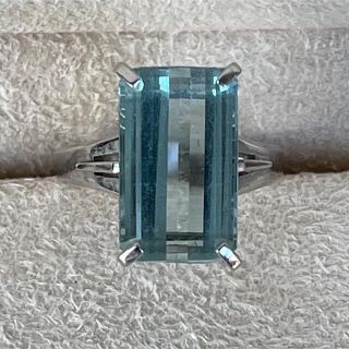 大粒✨Pt900 アクアマリン　6.70ct リング　１２号(リング(指輪))