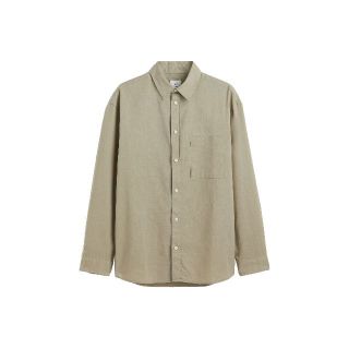 エイチアンドエム(H&M)のH&M リラックスフィット リネンブレンドシャツ ライトカーキグリーン(シャツ)